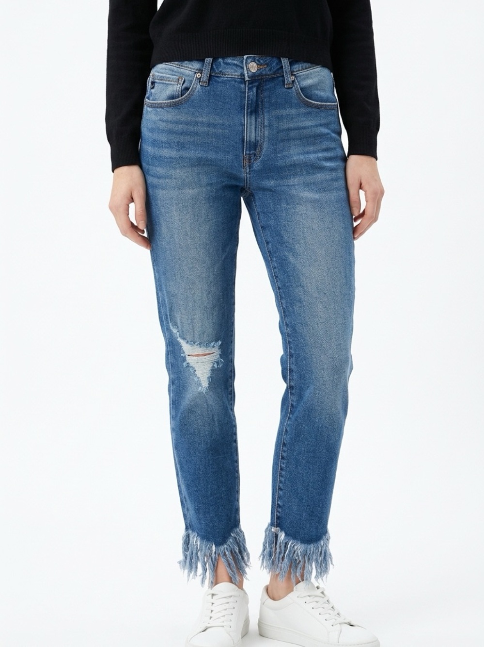 KANCAN JEANS | High Rise Distressed Fringe Hem Ankle Jeans Women’s Size 13/30